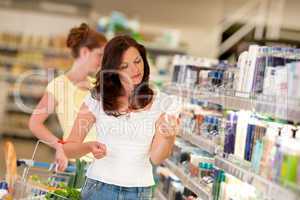 Shopping series - Brown hair woman in cosmetics department