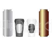 Beer cans and coffee cups
