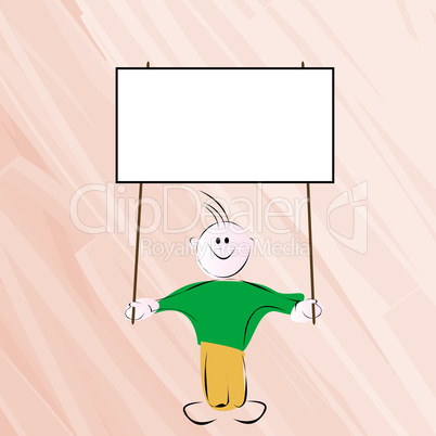 boy holding banner