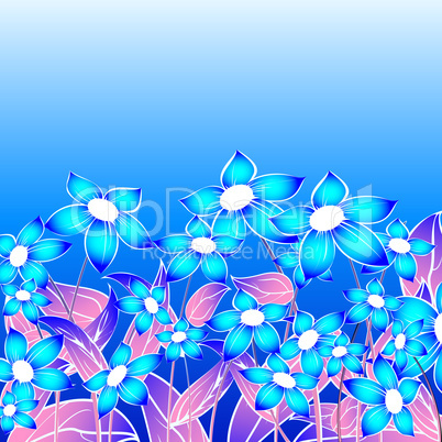 Blue floral composition