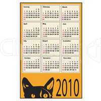 Vector calendar for 2010