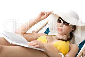 Beach - Attractive woman in bikini sunbathing