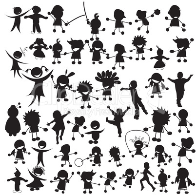 Happy children silhouettes