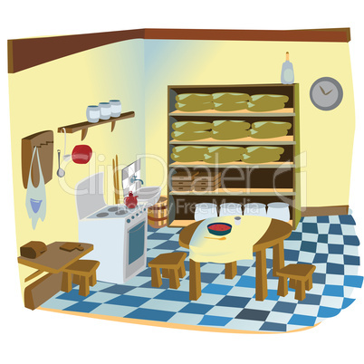 Kitchen interior scene