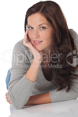 Portrait of beautiful happy brown hair woman