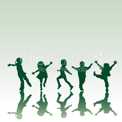 Five children silhouettes