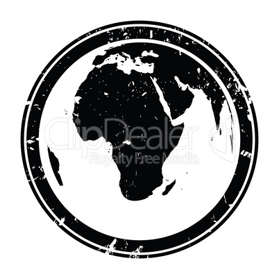 Earth globe stamp illustration