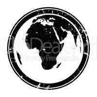 Earth globe stamp illustration