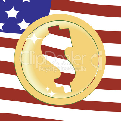 Dollar golden emblem