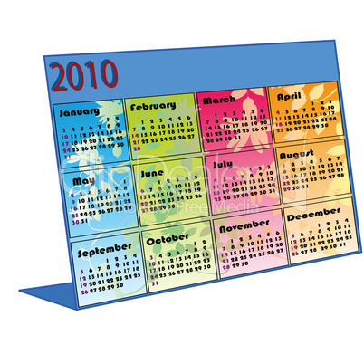 Desktop calendar for 2010