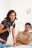 Young woman and man at office