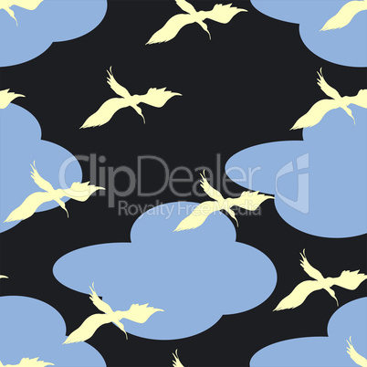 Birds and clouds pattern illustration