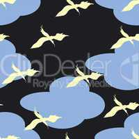 Birds and clouds pattern illustration