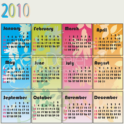 Beautiful calendar for 2010