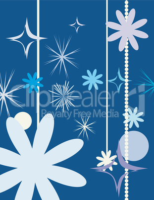 Background with stars and flowers
