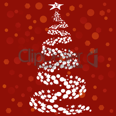 Abstract Christmas tree on red background