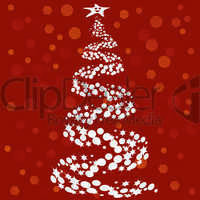 Abstract Christmas tree on red background