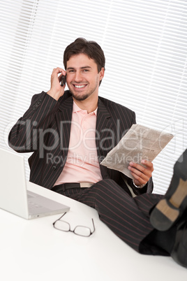 Successful businessman on the phone