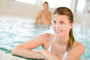 Portrait of beautiful woman relax in swimming pool