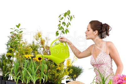 Gardening - Woman pouring water to plants with watering can