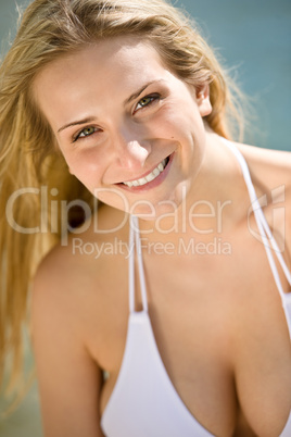 Blond beautiful woman enjoy summer sun