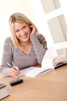 Student series - Blond girl studying home