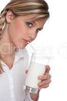 Healthy lifestyle series - Woman drinking milk