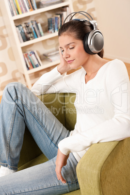 Students - Happy female teenager with headphones