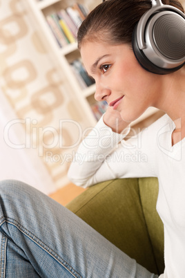 Students - Happy female teenager with headphones