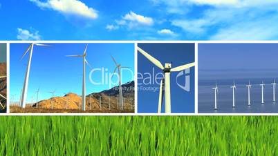 Clean Wind Turbine Energy Montage