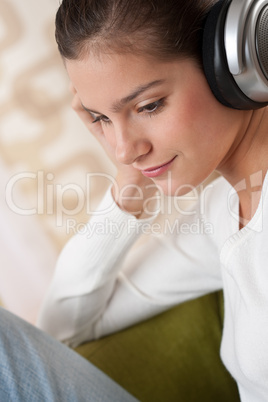 Students - Happy female teenager with headphones