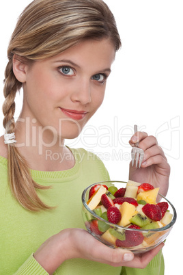 Healthy lifestyle series - Woman with fruit salad
