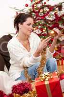 Attractive young woman with Christmas decoration