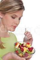 Healthy lifestyle series - Woman holding fruit salad