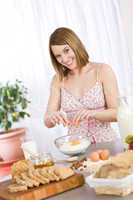 Baking - Happy woman prepare healthy ingredients