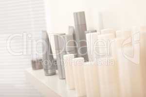 Hair and body care cosmetics bottles