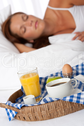 Young woman having home made breakfast