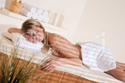 Spa - Young woman at wellness massage relaxing