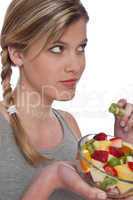 Healthy lifestyle series - Woman with fruit salad