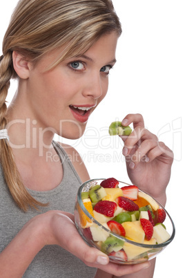 Healthy lifestyle series - Woman with fruit salad