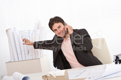 Successful businessman working at office