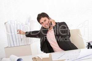 Successful businessman working at office