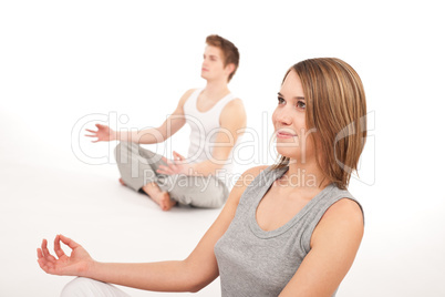 Fitness - Young healthy couple in yoga position