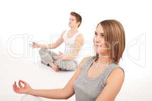 Fitness - Young healthy couple in yoga position