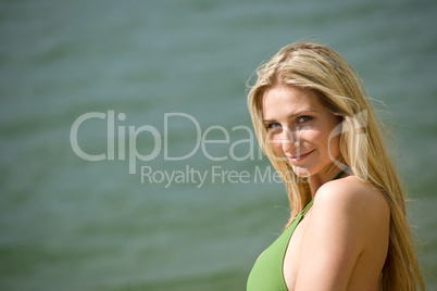 Blond woman enjoy summer sun