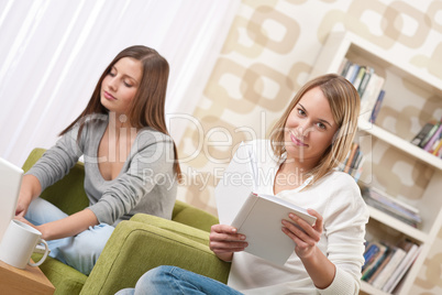 Students - Two female teenager studying