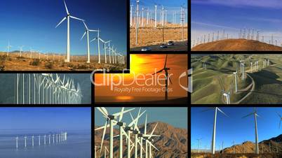 Montage of Clean Wind Turbine Energy