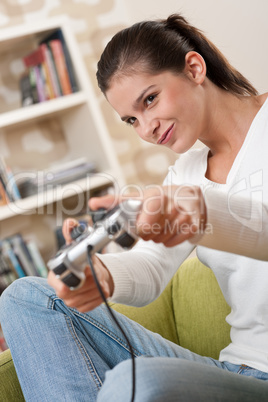 Students - Female teenager playing video game