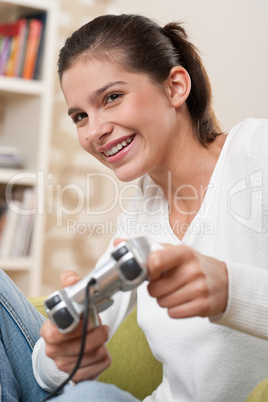 Students - Female teenager playing video game