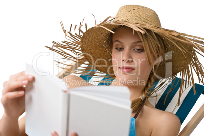 Beach - Young woman relax with book in bikini